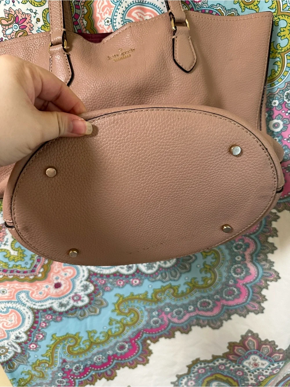 kate spade Pebbled Leather Tote in Dusty Pink